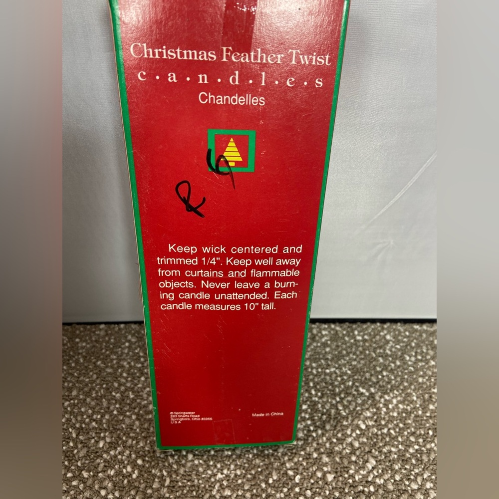 Christmas Feather Red and Green Spiral Candles 10” Tall set of 2. NWB. - Picture 2 of 5